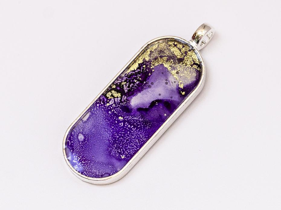 Purple & Gold Rounded Rectangle Pendant
